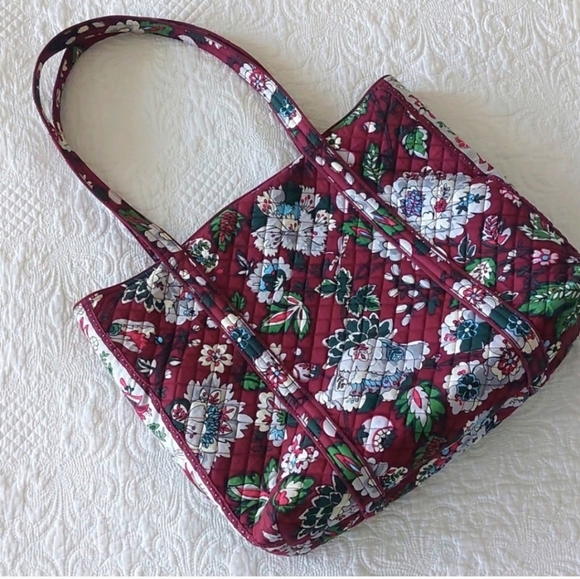 Vera Bradley HTF Bordeaux Blooms Iconic Tote - Picture 6 of 10